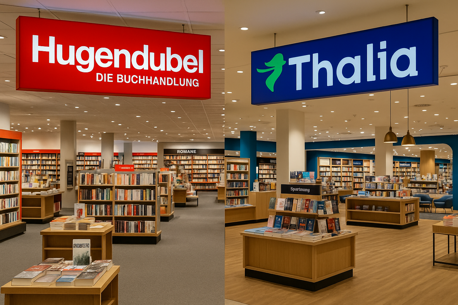 Buchpaläste oder Kompaktformat? Deutschlands größte Buchketten im Strategieduell